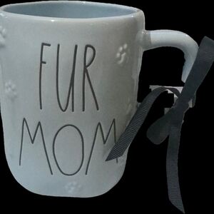 Rae Dunn Fur Mom Blue Ceramic Mug with Paw Prints